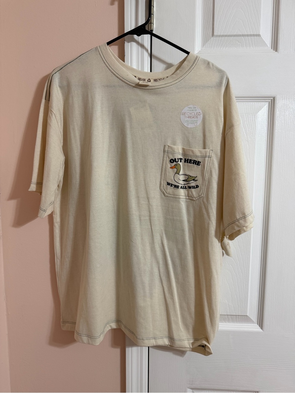 Out Here We're All Wild Pocket Tee - Cream Men’s Shirt